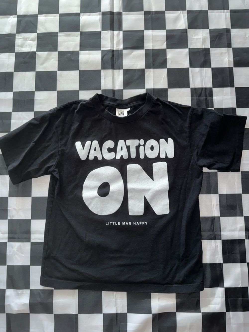 Little Man Happy Boys Black "Vacation On" Graphic Tee 7-9